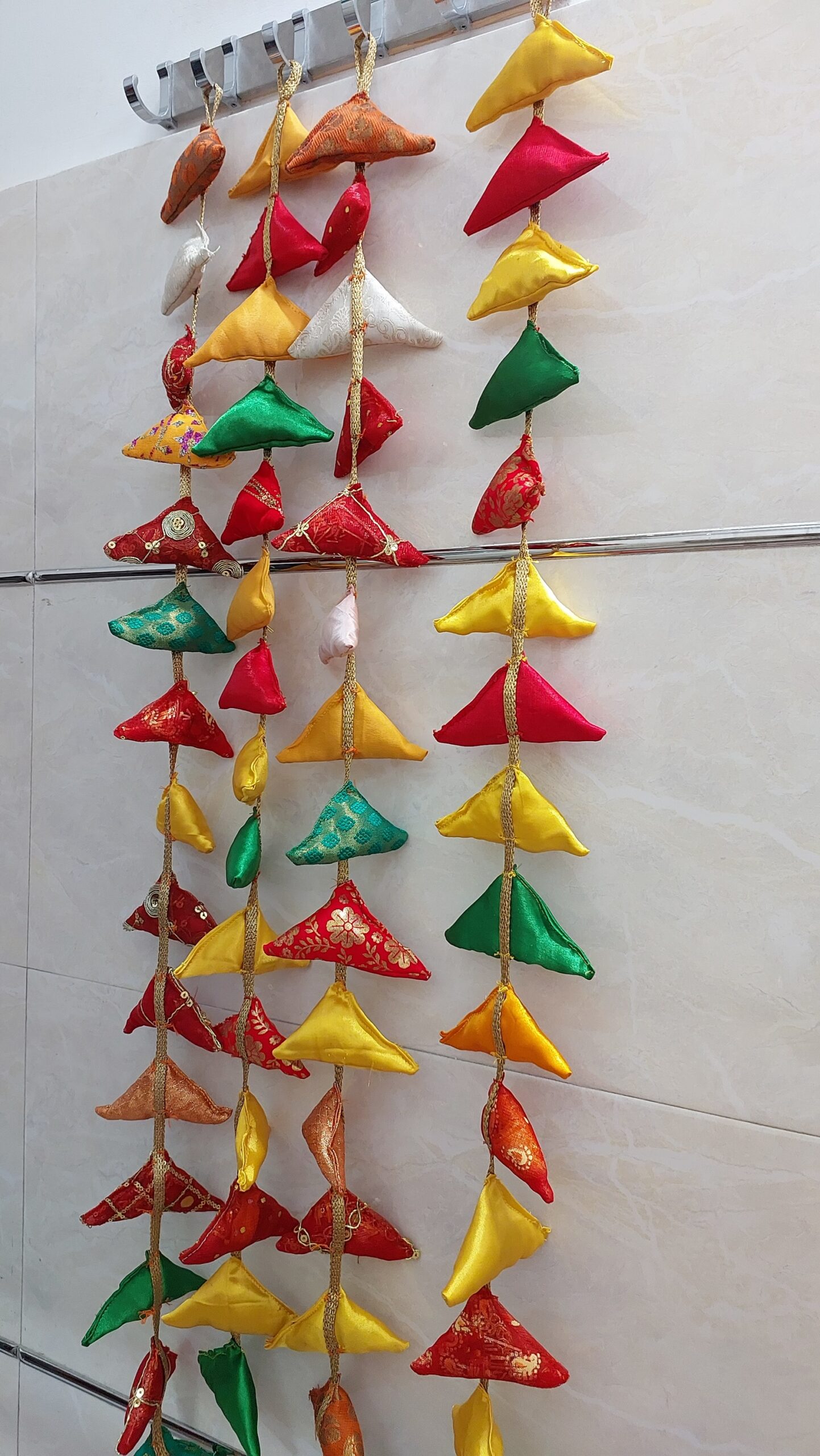 Ganga Sutra Fabric Door Hanging Decor (Made from Old Poshak) (Set of 4)