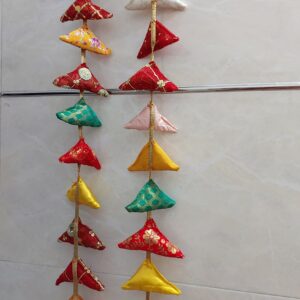 Ganga Sutra Fabric Door Hanging Decor (Made from Old Poshak) (Set of 2)