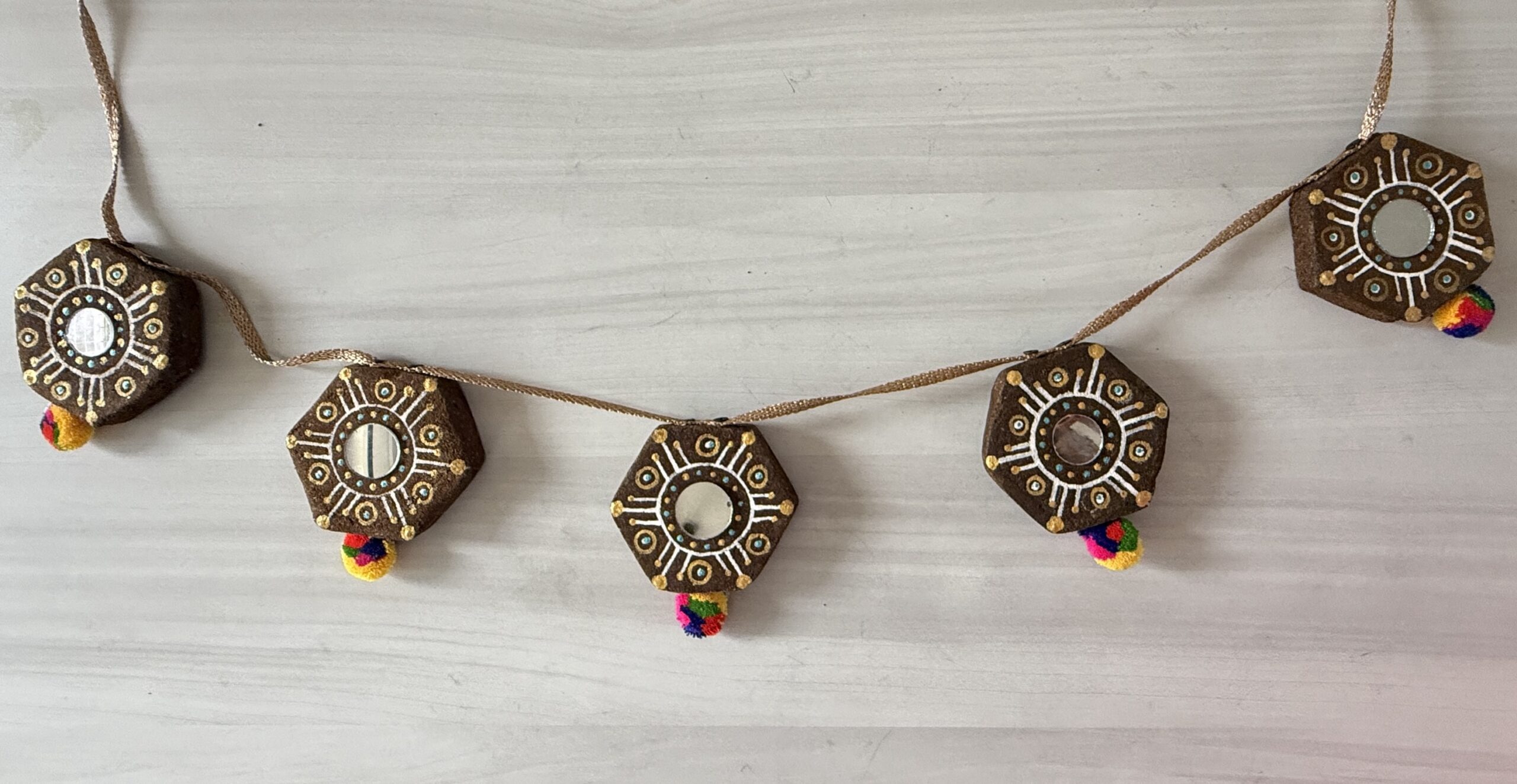 Ganga Sutra Cow Dung Decorative Bandhanvar / Toran (Hexagon)