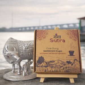 Ganga Sutra Cow Dung Sambrani Cups (Pack of 5 Box) (8 Cups in 1 Box)