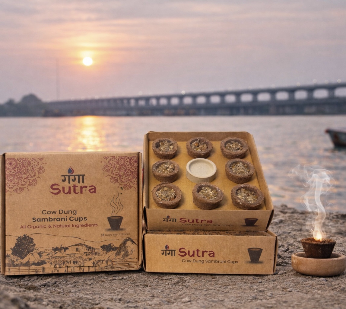 Ganga Sutra Cow Dung Sambrani Cups (Pack of 5 Box) (8 Cups in 1 Box) - Image 2