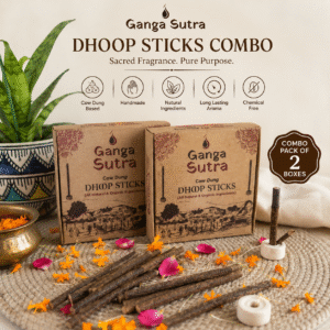 Ganga Sutra Organic Cow Dung Dhoop Sticks – Combo Pack of 2 | Natural & Handmade